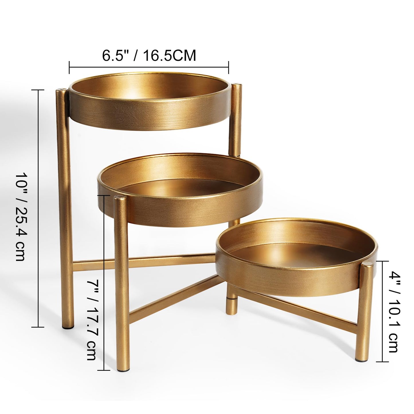 Plant Stand 3 Tier Indoor Metal Flower Shelf Corner Tabletop Holders for Garden Balcony Living Room Bedroom Patio Bronze