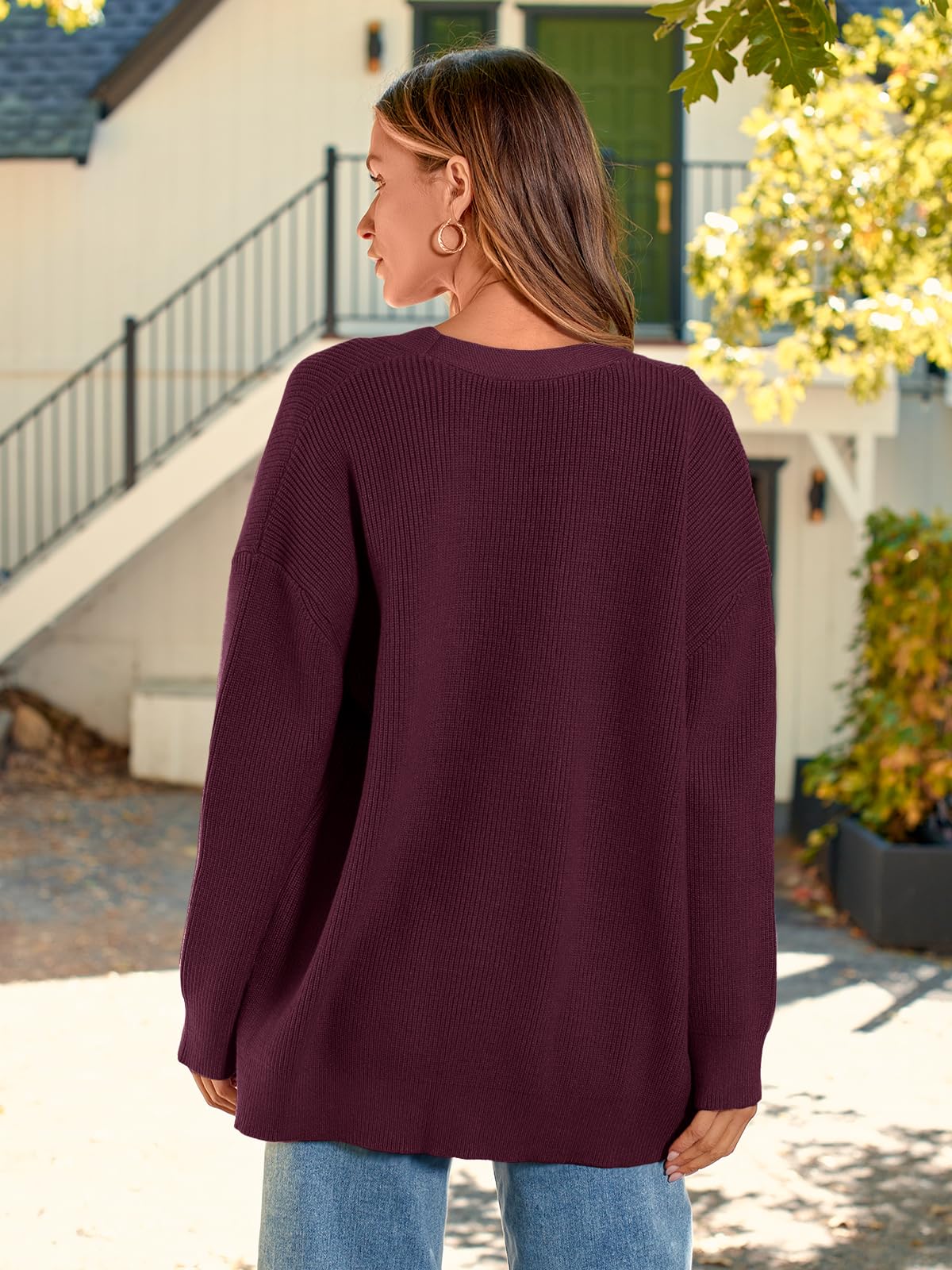 LILLUSORY Women Oversized Cardigan Sweater 2025 Fall Outfits Cloth Fashion V Neck Knit Button Front Casual Trendy Tops