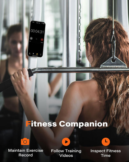A2C Gym Fitness Phone Mount for MagSafe - 17 N54 Strong Magnets Stable and Secure Phone Mount with Adjustable Strap, 3-in-1 Mount for Gym, Stroller, Golf Push Cart, Treadmill, Peloton Exercise Bikes