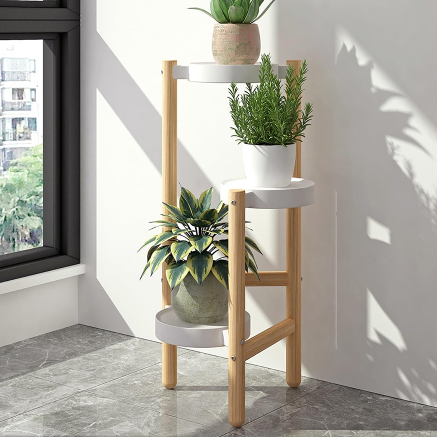 Yajuer Plant Stand Outdoor, Corner Tierd Metal Flower Shelf Pot Holder, 4 Tier Metal Plant Shelf for Living Room(Black)