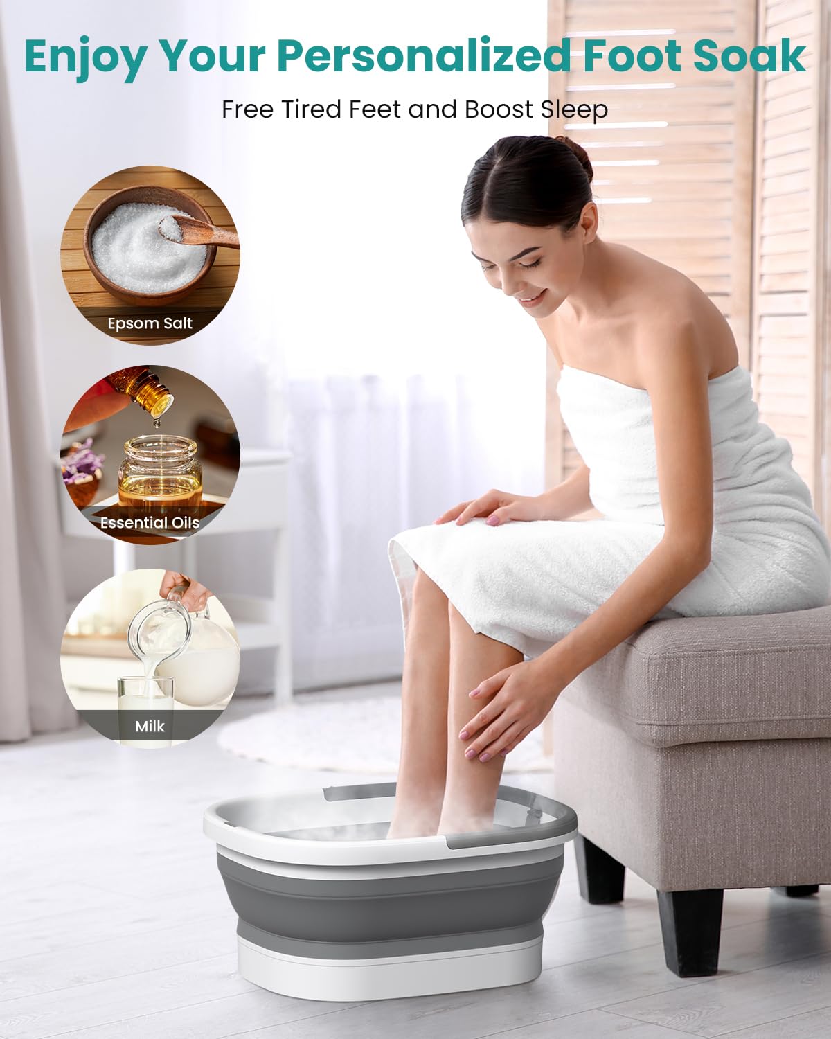 Nekteck Collapsible Foot Soaking Tub with 138 Acupressure Nodes and Pumice Stone for Foot Bath Soak, Foot Basin Foot Massager for Pedicure Foot Spa, Gifts for Men Women Dad Mom