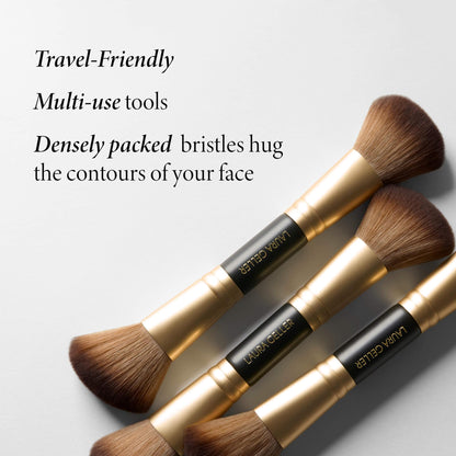 LAURA GELLER NEW YORK Retractable Black Kabuki Brush for Liquid, Cream and Powder Face Makeup With Aluminum Handle