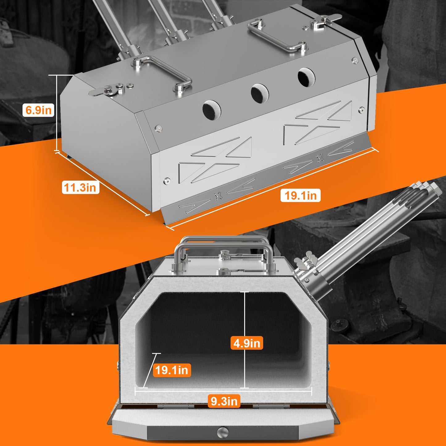 Nelyrho Portable Blacksmith Beginner Forge Kit with 30PSI Regulator, 3 Burner Professional Artists Hobby Knife Making Blacksmith Tools (Triple Burners)