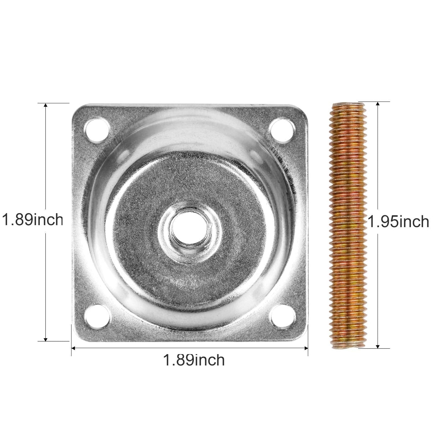 14 Degree Angled Leg Mounting Plates Furniture Table Leg Attachment Plates Brackets T-Plate M8 Sofa Legs with Hanger Bolts,Converters, Screws,Full Set of 4