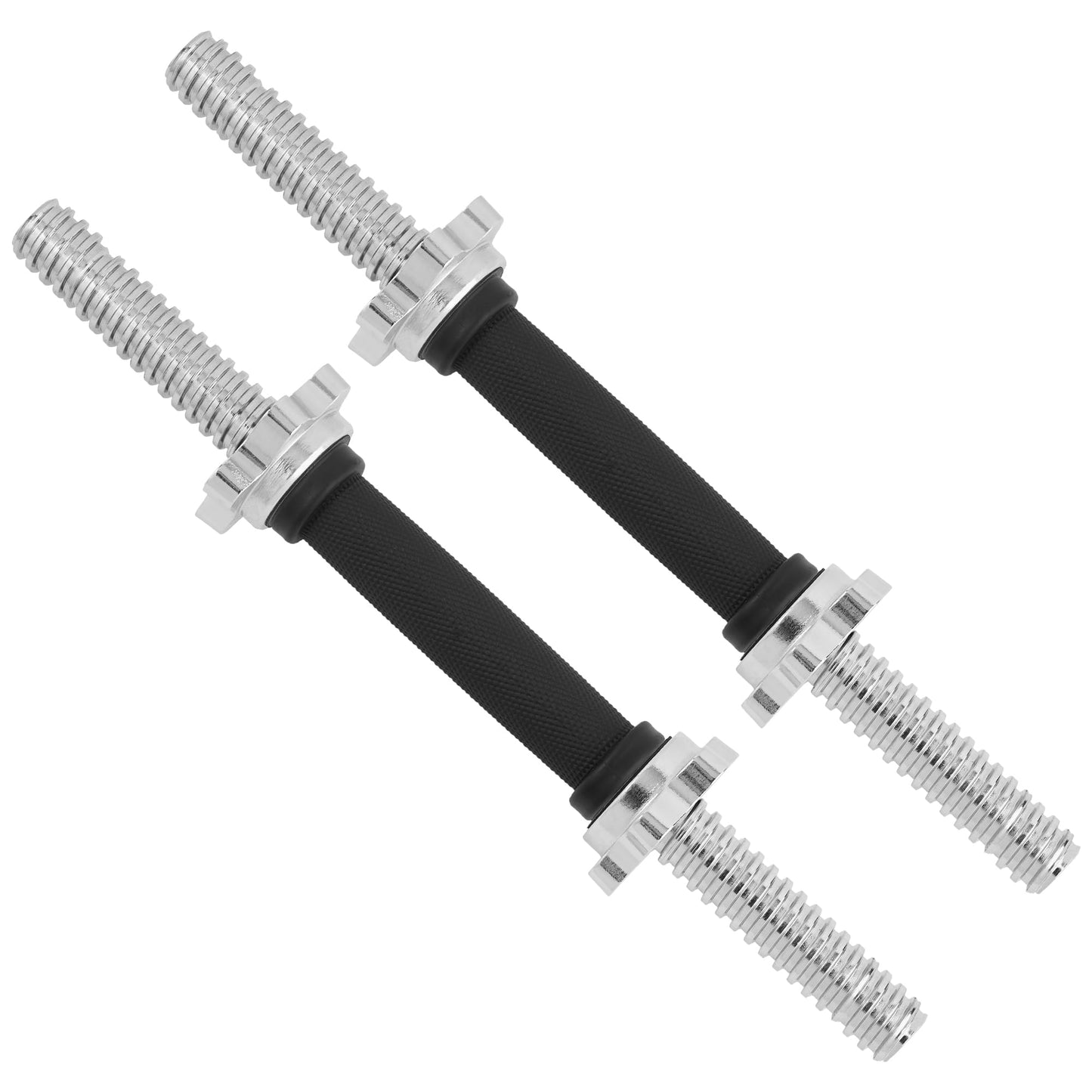 Yes4All Pair of Threaded Dumbbell Handles 14/16/18/24 inch, Chrome/Rubber Grip, Fit 1” Plates, Weight Bar Connector