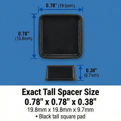 Black Tall Square Adhesive Rubber Bumper Pads - Made in USA – Rubber Feet for Speakers, Electronics, Furniture, Appliances, Audio Equipment - 20 Pieces