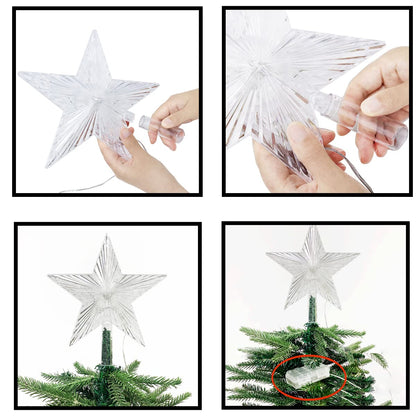 Brogrous Christmas Star Tree Topper Lights 9.5inch 10LED Multicolour with Versatile Remote Controller 3AA Battery Powered Tree-top Star for Xmas Tree Home Decoration（Indoor and Outdoor ）