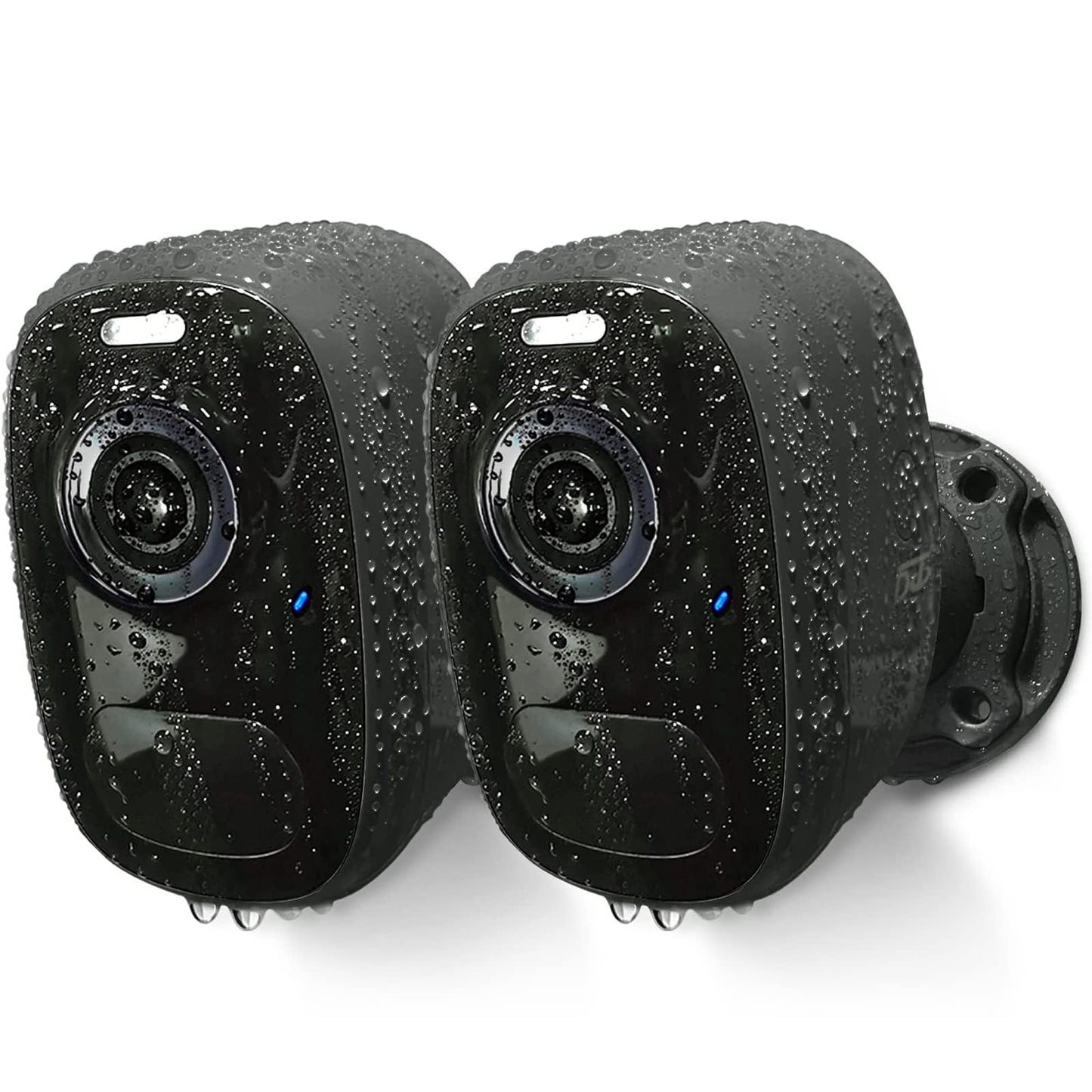 Magnetic Security Cameras Wireless Outdoor - Home Battery Powered WiFi Camera 2K Video/Color Night Vision/AI Motion Detection Siren Alarm and Spotlight 2-Way Audio Waterproof SD/Cloud (Black(2pcs))
