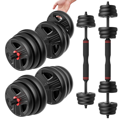 UKEEP Adjustable Dumbbells Set, 30lbs Free Weight Set with Connector, 2 or 3 in 1 Dumbbells Set Used as Barbell, Kettlebells, Fitness Exercises for Home Gym Suitable Men/Women