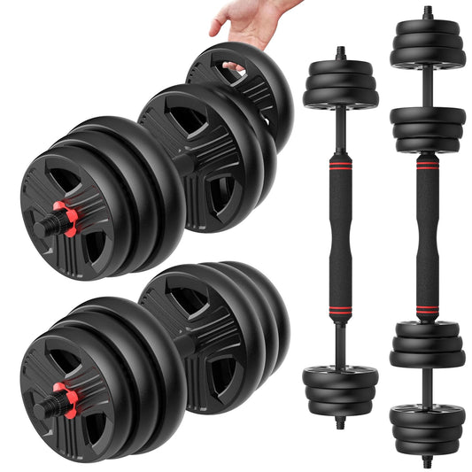 UKEEP Adjustable Dumbbells Set, 30lbs Free Weight Set with Connector, 2 or 3 in 1 Dumbbells Set Used as Barbell, Kettlebells, Fitness Exercises for Home Gym Suitable Men/Women