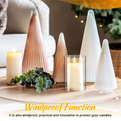 SHINEOFI 2pcs Hurricane Candle Holder Sleeve Cylinder Glass Shade Candleholder Tube Lamp Shade, Clear Glass Bottomless Cylinder, 5. 9 X 3. 9 Inches