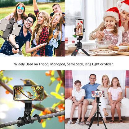 EszkozTA Cell Phone Tripod Mount Adapter, Universal Phone Holder Adjustable Clamp, 360 Degree Rotatable Bracket 1/4" Screw Clip for iPhone, Samsumg, Selfie Stick, Monopod (Black-1 Pack)