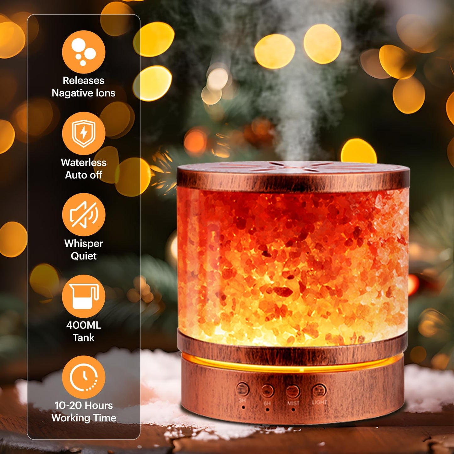 BWJBSW Essential Oil Diffuser Himalayan Salt Lamp Combo 400ml Ultrasonic Cool Mist with 7 Color Changing LED Perfect for Large Rooms Aromatherapy Diffuser Ideal Gift for Moms, Women, and Birthdays