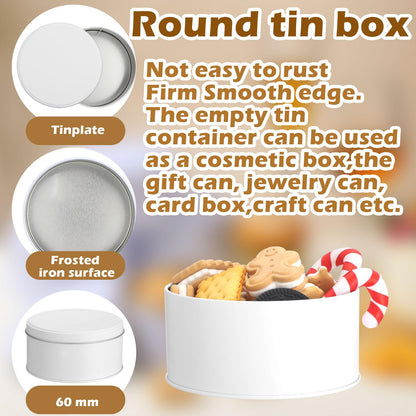 Hicarer 10 Pack Pure White Cookie Tins with Lids Round Mini Cake Gift Metal Empty Tin Cookies Container Tin Cans with Lids for Cakes Tinplate Box for Storing Snack Chocolate Baking