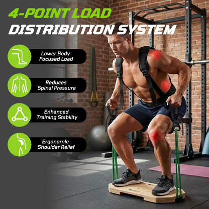 Belt Squat Harness Vest for Resistance Bands, Adjustable Squat Vest with Padded Shoulder Support,Lower Body Leg Day Equipment for Glutes & Quads，Home Gym Training