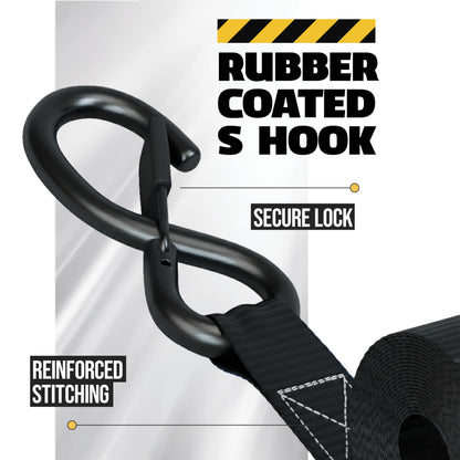 AUGO Retractable Ratchet Straps | 4 Heavy Duty Ratchet Straps Self Retractable Tie Down Straps with Soft Loops & Storage Bag for Motorcycle, Truck, Trailer, Cargo Van | 1200 Lb Break Strength 1” x 10’