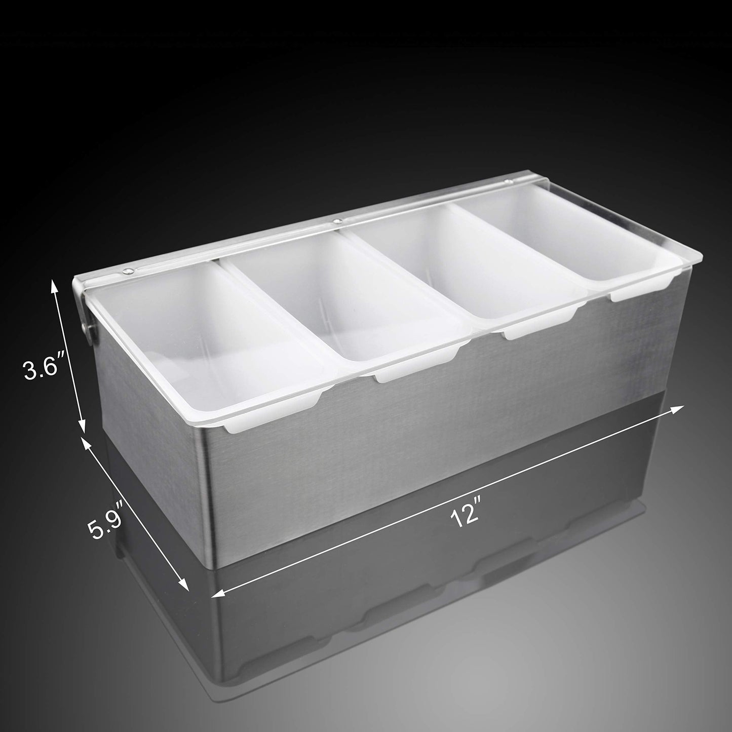 New Star Foodservice 48025 Stainless Steel Condiment Dispenser with 4 Compartments (NO ICE Tray Included)