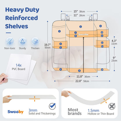 Sweeby Diaper Organizer for Changing Table and Crib - Nursery Diaper Stacker Hanging Caddy for Baby Essentials