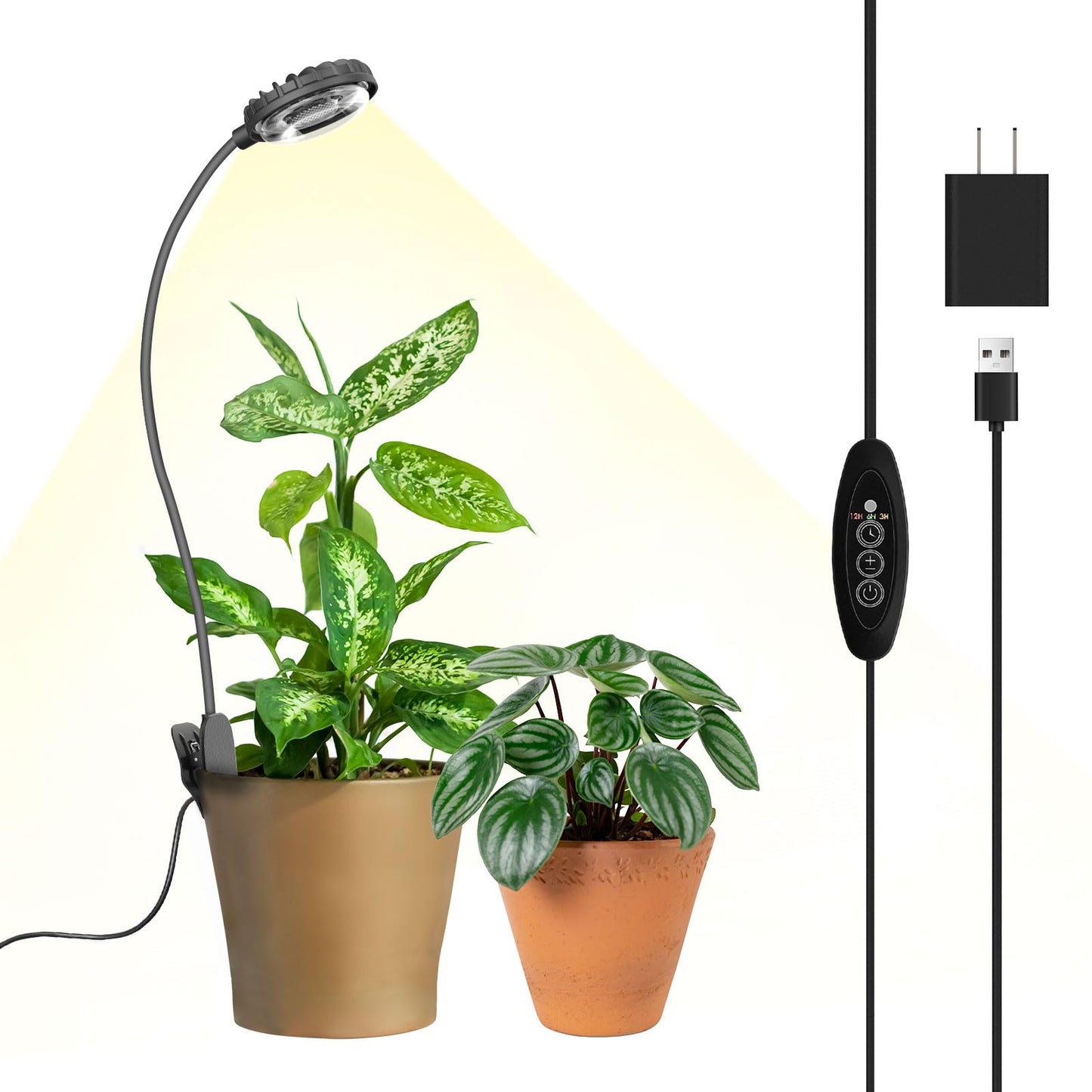 SGLEDs Grow Lights for Indoor Plants, Full Spectrum Plant Grow Lights, 4000K Pot Clip LED Plant Lamps for Indoor Growing with Auto Timer, 4 Dimmable Modes Clip on Light for Succulents 1 Pack