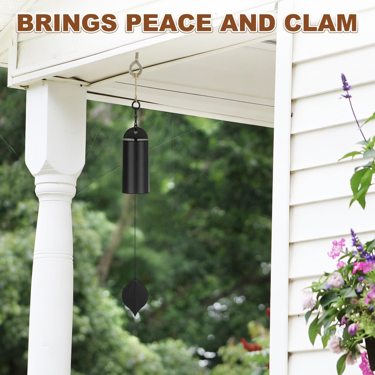M METERXITY 1 Pack 19 Inch Wind Chimes for Outside, Deep Resonance Serenity Bell, Hanging Cylinder Metal Outdoor Wind Chimes Decor for Patio/Yard/Porch/Garden [Black]