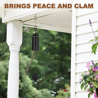 M METERXITY 1 Pack 19 Inch Wind Chimes for Outside, Deep Resonance Serenity Bell, Hanging Cylinder Metal Outdoor Wind Chimes Decor for Patio/Yard/Porch/Garden [Black]