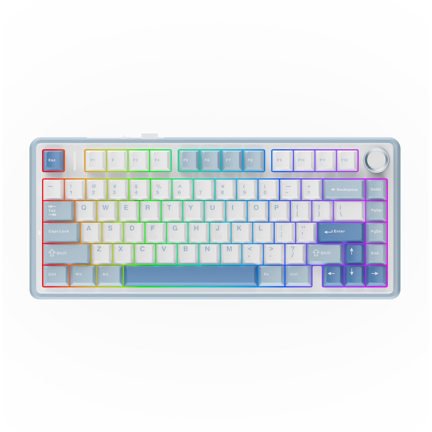EPOMAKER x Aula F75 Gasket Mechanical Keyboard, 75% Wireless Hot Swappable Gaming Keyboard with Five-Layer Padding&Knob, Bluetooth/2.4GHz/USB-C, RGB (Light Blue, LEOBOG Reaper Switch)