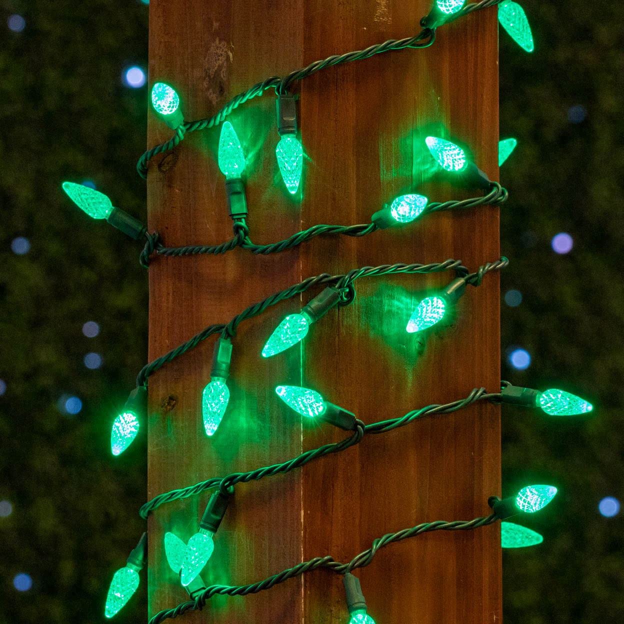 Novelty Lights 24FT 70 LED C6 Christmas String Lights, Outdoor Commercial Grade Tree Decorations, Permanent LED Lights (Green)