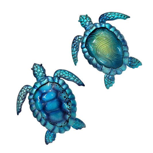 LIFFY Metal Turtle Wall Art Decor Ocean Wall Hanging Coastal Wall Sculptures Beach Theme Wall Decoration for Indoor Outdoor Bathroom Beach Garden Pool (10", 2 pcs)