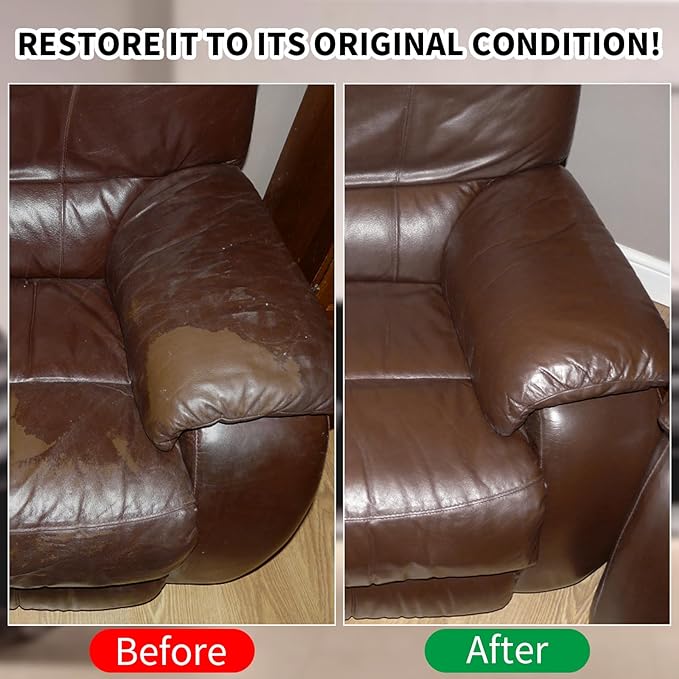 Leather Recoloring Balm, 8.5oz Leather Color Restorer, Medium Brown Leather
