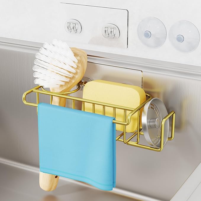 HapiRm Sponge Holder for Kitchen Sink, No Drill Kitchen Sink Caddy Organizer