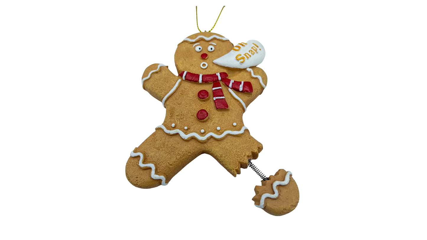 Gingerbread Man Cookie Oh Snap! Broken Leg Funny Christmas Tree Ornament