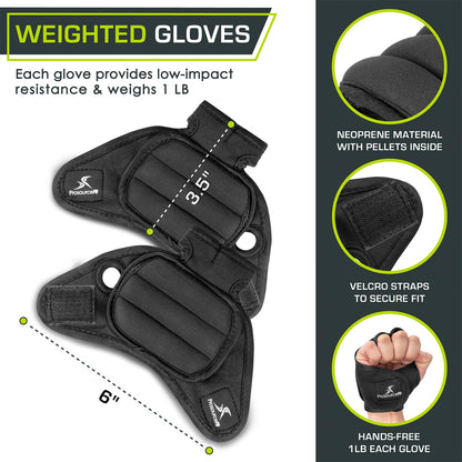 ProsourceFit Weighted Gloves, Pair of Heavy Duty 2 lb. Neoprene for Sculpting and Aerobics