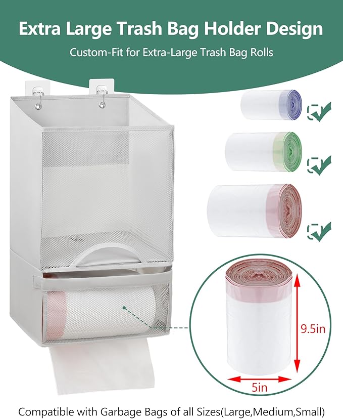 Bag Saver - Extra Large 2 in 1 Plastic Bag Holder Storage, Durable Mesh Grocery