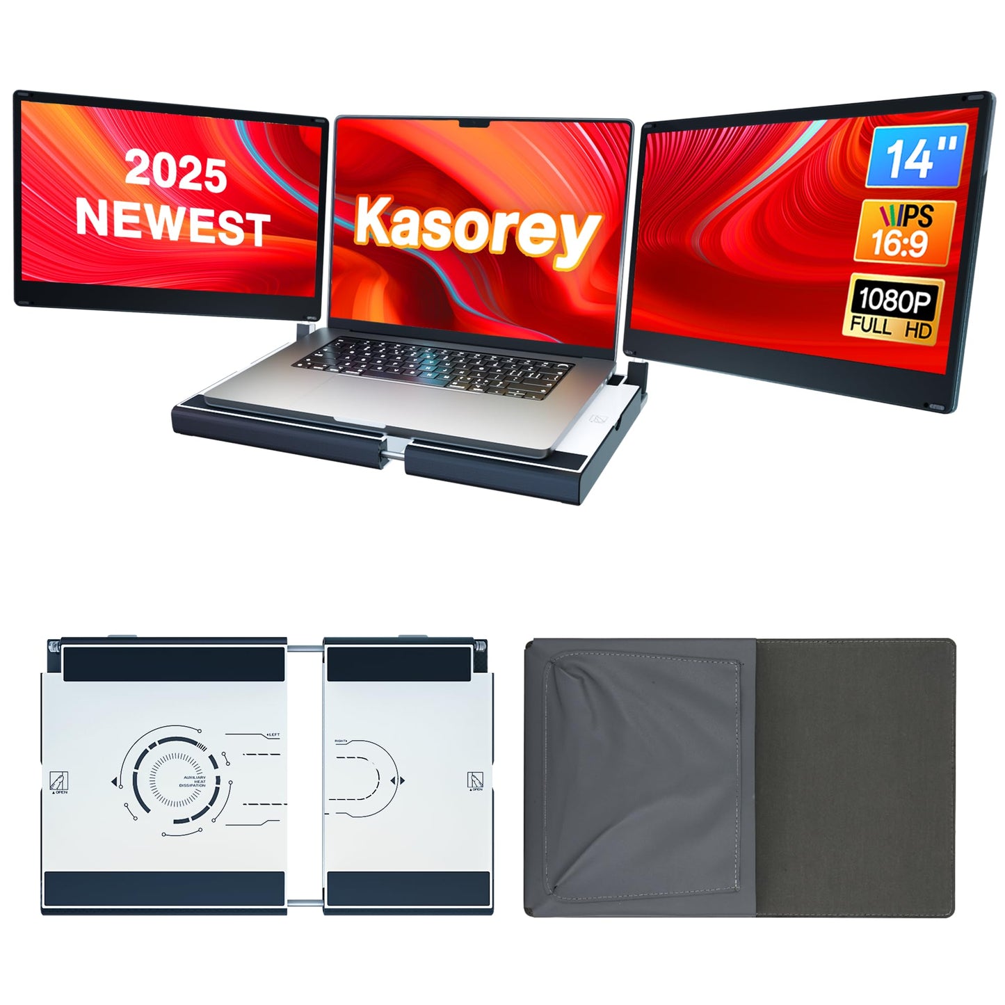 2025 New Upgraded Laptop Screen Extender Portable Monitor, 1080P FHD IPS Screen, Monitor Extender for Laptop, Fit for 13-17" Laptops, Plug & Play Compatiable with Windows/Mac/Android/Switch (14 inch)