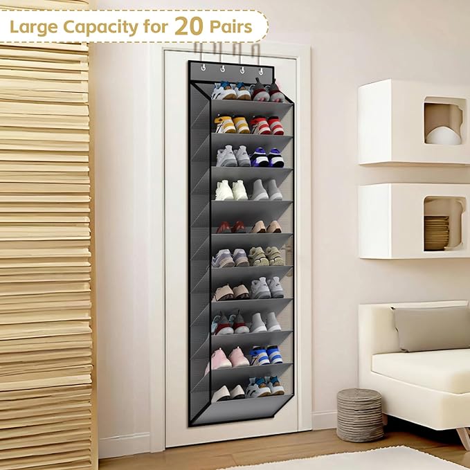 KEEPJOY 10 Tiers Mesh Over Door Shoe Organizer Storage, Hanging Shoe Holder