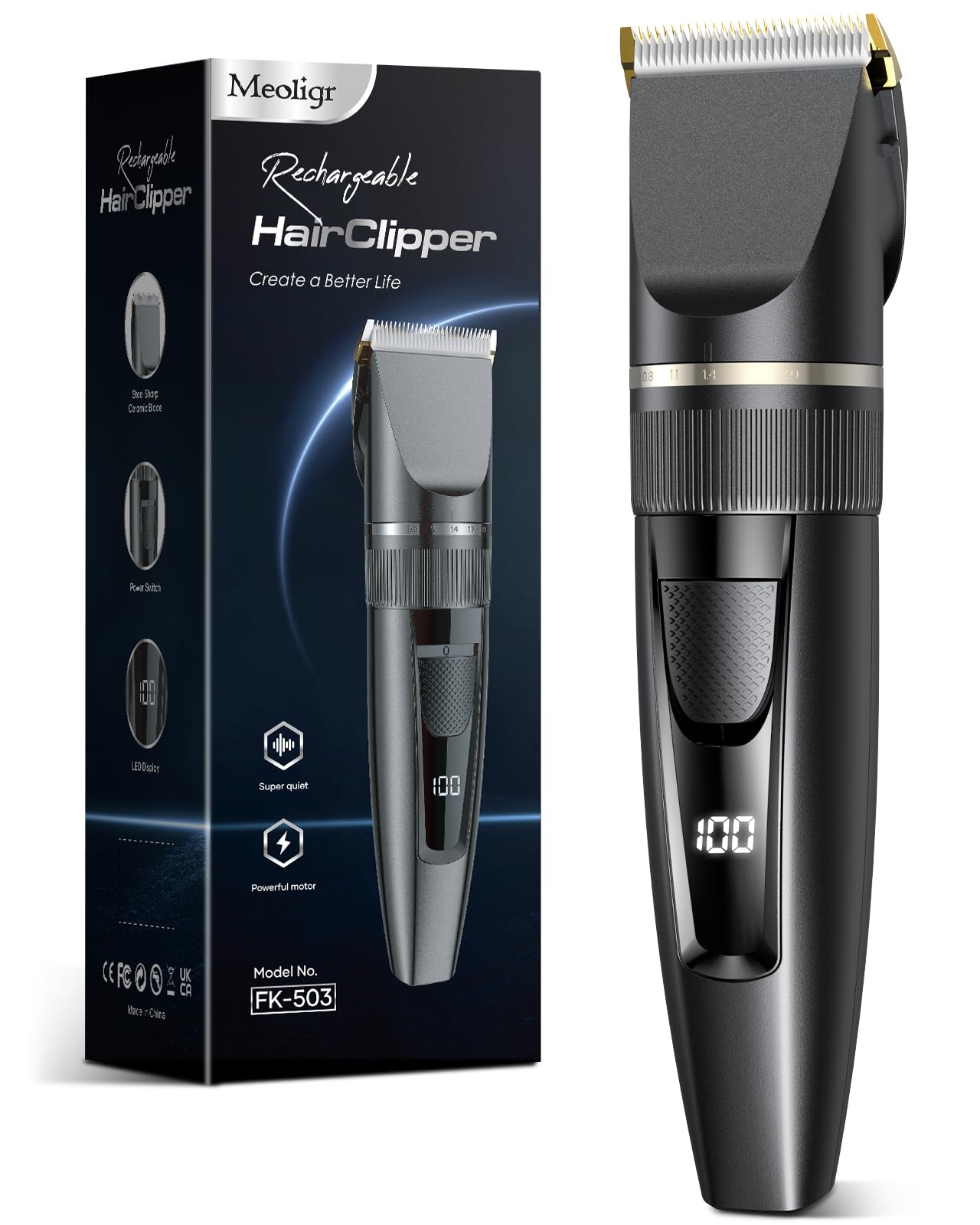 Hair Clippers Men,Professional Hair Trimmer Shaver with LCD Display,Cordless Beard Trimmer Barber Clippers with Ceramic Titanium Blade & Long-Lasting Battery for Men's Haircuts