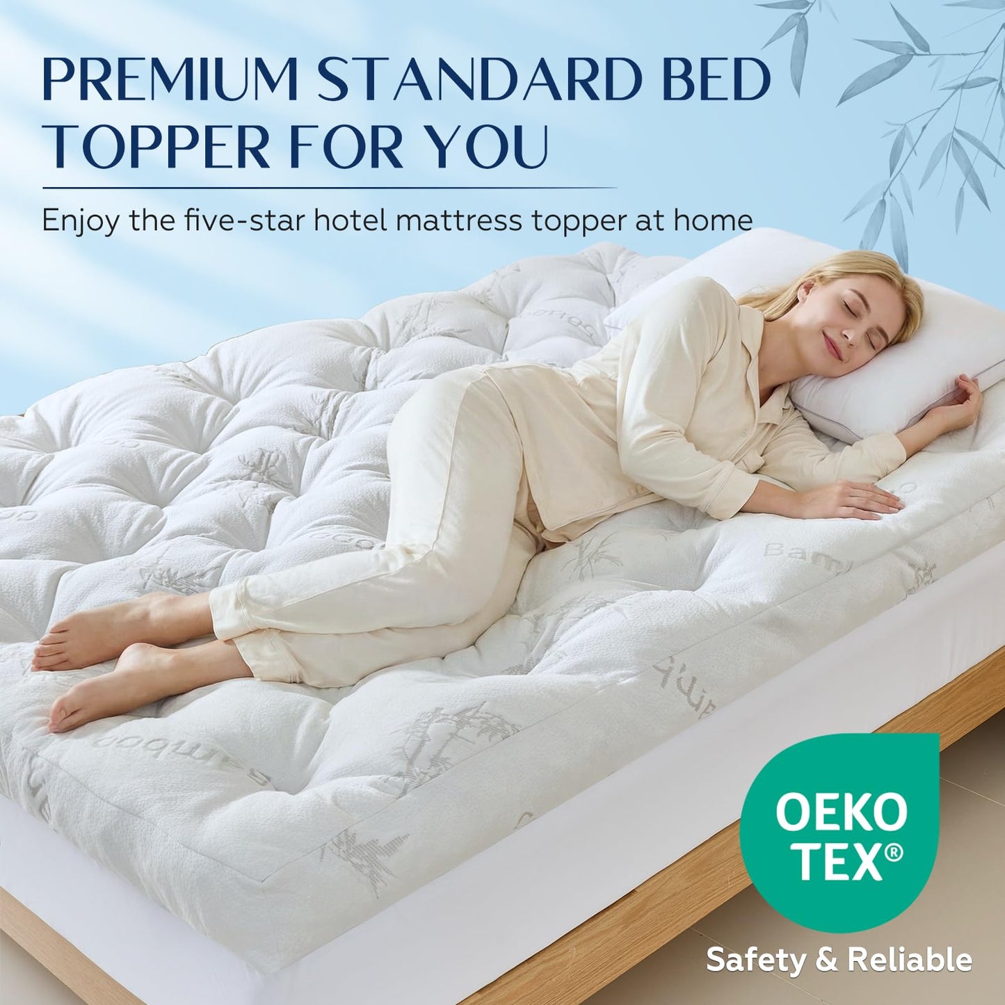 5 Inch Full Mattress Topper Viscose Derived from Bamboo,Extra Thick Pillow Top Mattress Pad Full Size,Cooling for Hot Sleepers,Memory Foam Filling for Pain Relief,White
