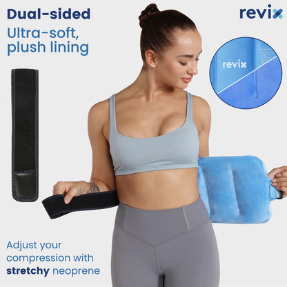 REVIX Ice Packs for Injuries Combo – 2 Packs of 10"x5" Hot Cold Gel Packs Reusable & 16"x9" Large Back Ice Pack, Flexible for Knees, Back, Shoulders, Arms and Legs, Care Package for Women and Men