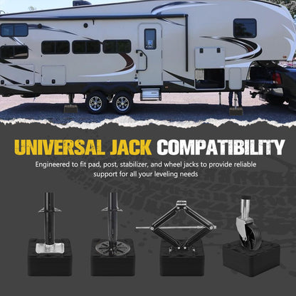 BUNKER INDUST RV Leveling Blocks/Stackable Jack Blocks, Interlocking Leveling Pads Wheels Stabilizer Blocks with Bag for Camper Trailer RVs, 10 Pack, Black