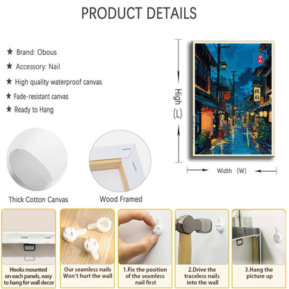 Tokyo Tea House Canvas Wall Art Japanese City Street Coffee Decor painting Pictures Ukiyo-e Illustration Anime Posters Prints for living room Bathroom Bedroom Office Hallway Home Decoration