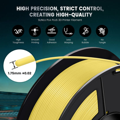 SUNLU PLA Plus 3D Printer Filament, PLA+ Filament 1.75mm, Improved Strength, Compatible with FDM 3D Printer, Dimensional Accuracy +/- 0.03mm, 1kg Spool (2.2LBS), White