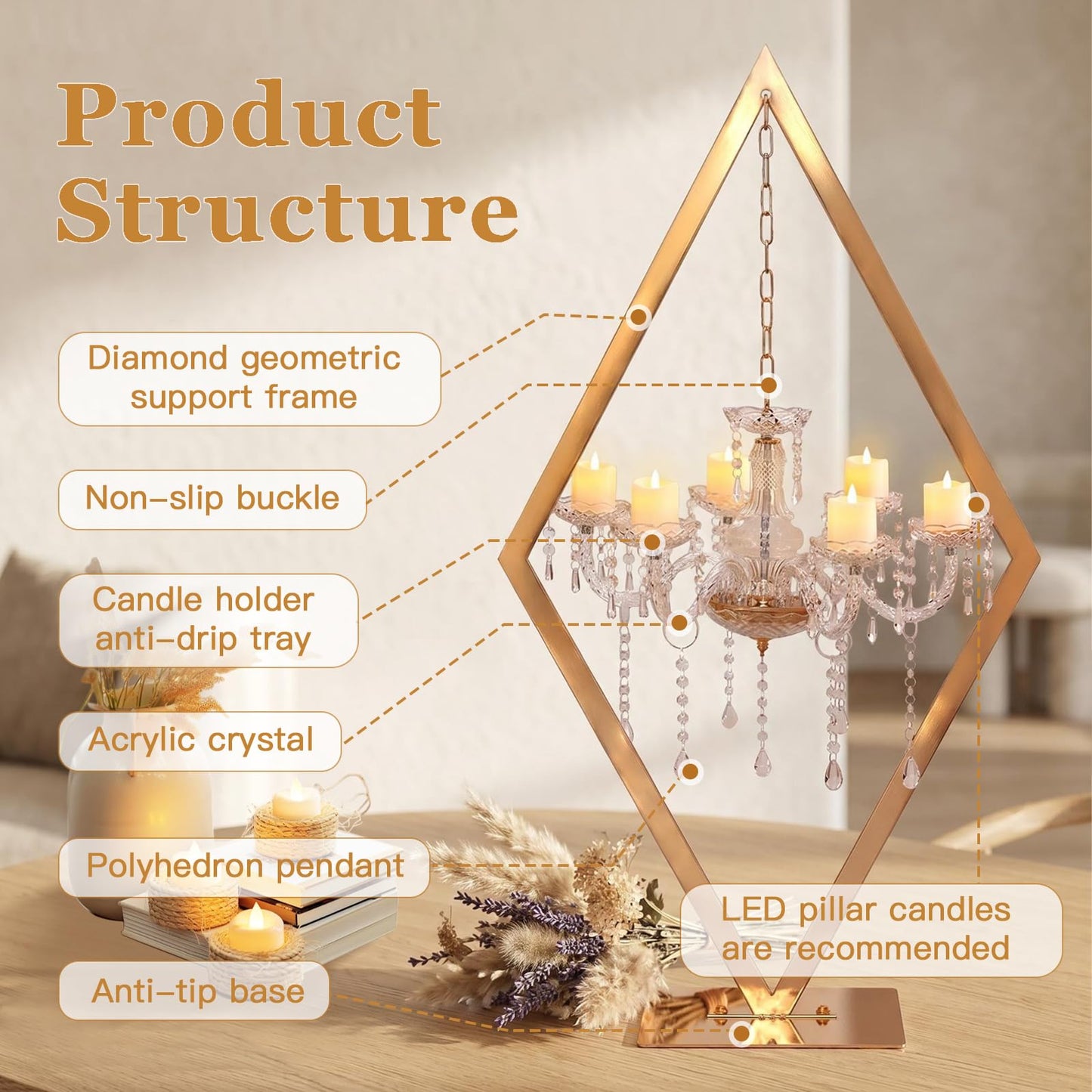 Stunning 2PCS Diamond Candle Holders | Modern Metal Wedding Centerpiece with European Style for Romantic Dining Table Decor, Party & Home