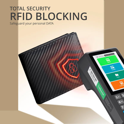 Black Wallet for Men | 9 Credit Card Slots | Bifold | Leather | RFID Wallet Blocking | Gift for Men | Minimalist Wallet