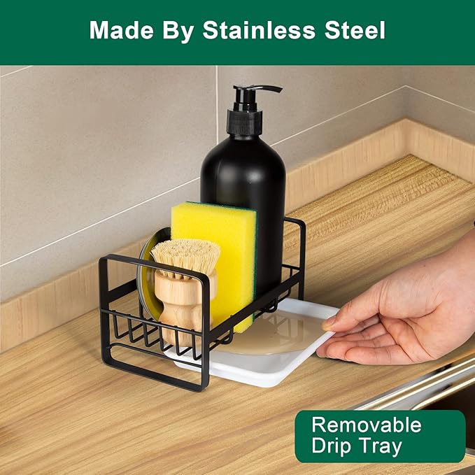 TEZZ Sponge Holder for Kitchen Sink- Stainless Steel Kitchen Sink Caddy for