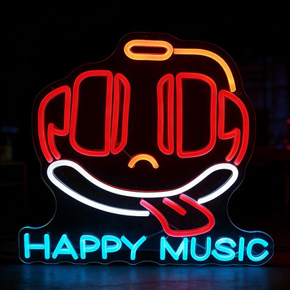 Neonawall Happy Music Neon Sign for Wall Decor Light Up Letters Business Led Sign Music Birthday Party Signs Led Decorative Night Signs Room Decorations Christmas Party Gifts for Bar Musician Studio