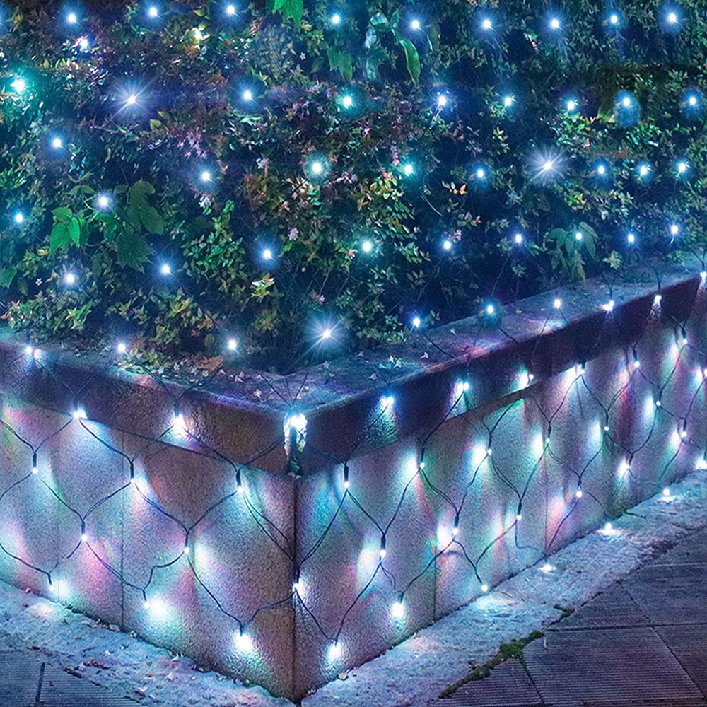 Pooqla Net Lights, 300LED Christmas Outdoor Mesh Light, 14.8x4.9 ft Fairy String Mesh Light 8 Modes Green Wire, Connectable Waterproof Net Lights for Bushes Tree Yard Christmas Decor, Cool White