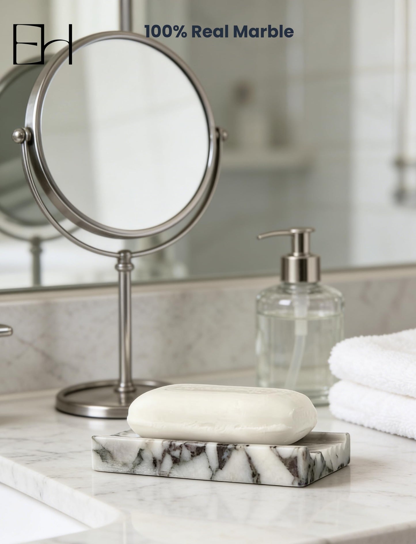 EXCHUES Marble Soap Dish - Soap Dish for Shower, Shower Bar Soap Holder, Stone Soap Container for Marble Bathroom Accessories, Decorative Dish with Drainage Rectangular (Calacatta Viola)
