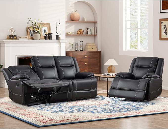 ANJ Premium Genuine Manual Reclining Sofa Set