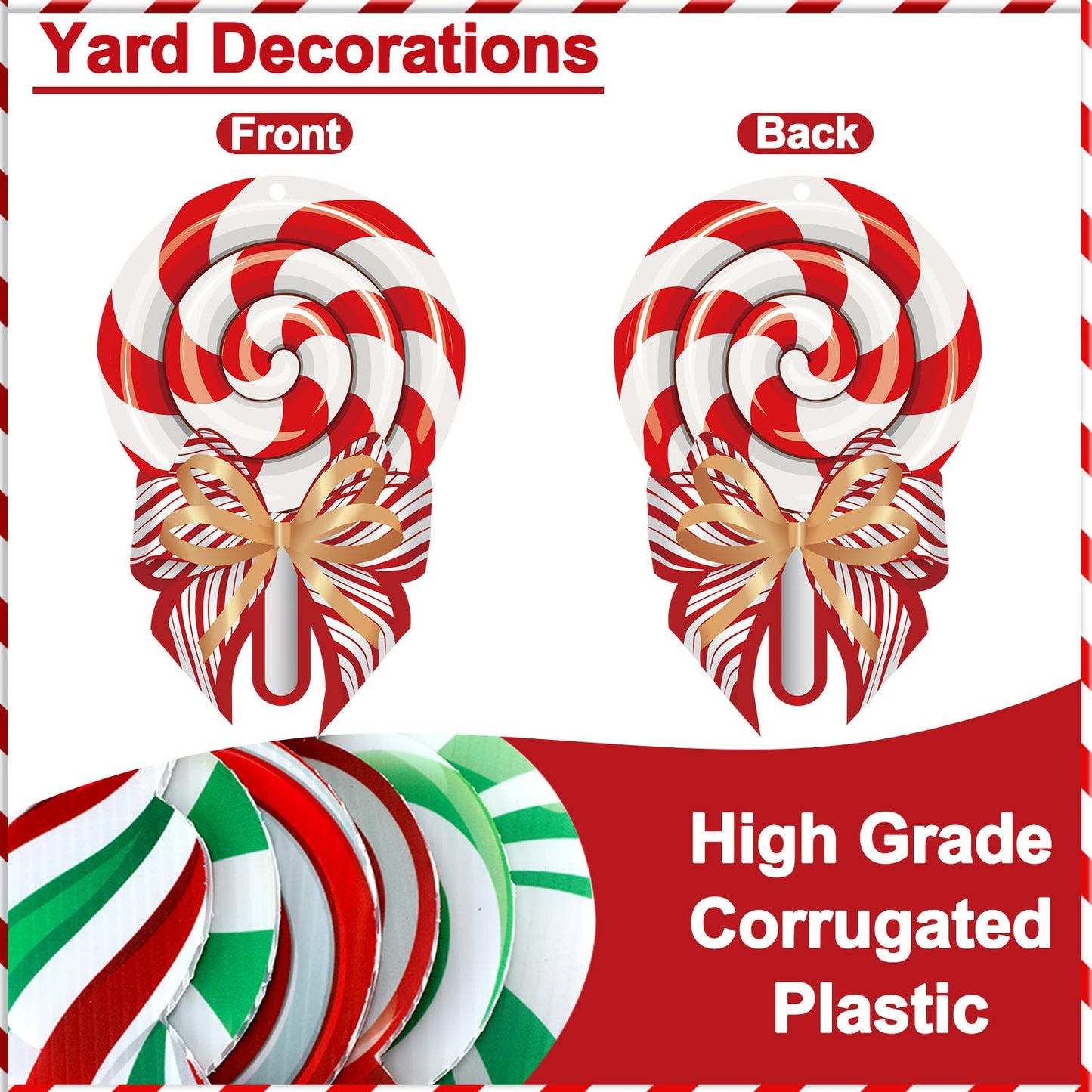 30 Pcs Christmas Decorations Outdoor Christmas Hanging Ornaments Peppermint Candy Yard Signs Double Sided Lawn Decorations Peppermint Ornaments for Xmas Party Home(Vivid Style)