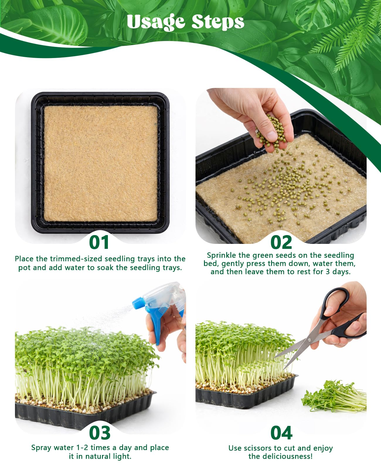 10" X 197" Microgreens Growing Mat, Jute Fiber Grow Mats Seed Sprouting Mat, Microgreens Grow Kit Hydroponic Pads for Wheatgrass, Sprouts, Hydroponics Seed Starter Trays (10" X 197")